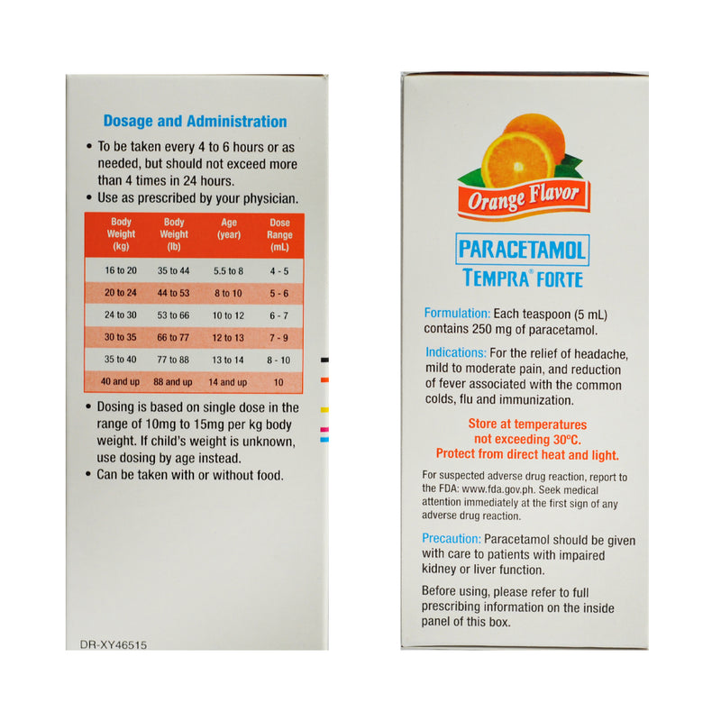 Tempra Forte Paracetamol 250mg/5ml Syrup 120ml