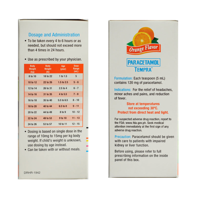 Tempra Paracetamol Orange 120mg/5ml Syrup 120ml