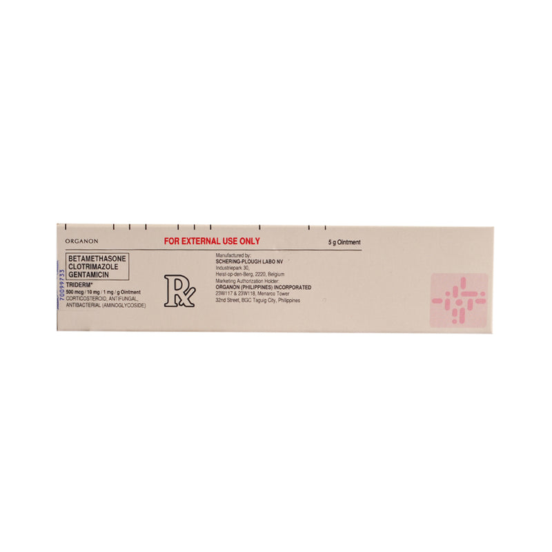 Triderm Betamethasone 500mcg/10mg/1mg/g Ointment 5g