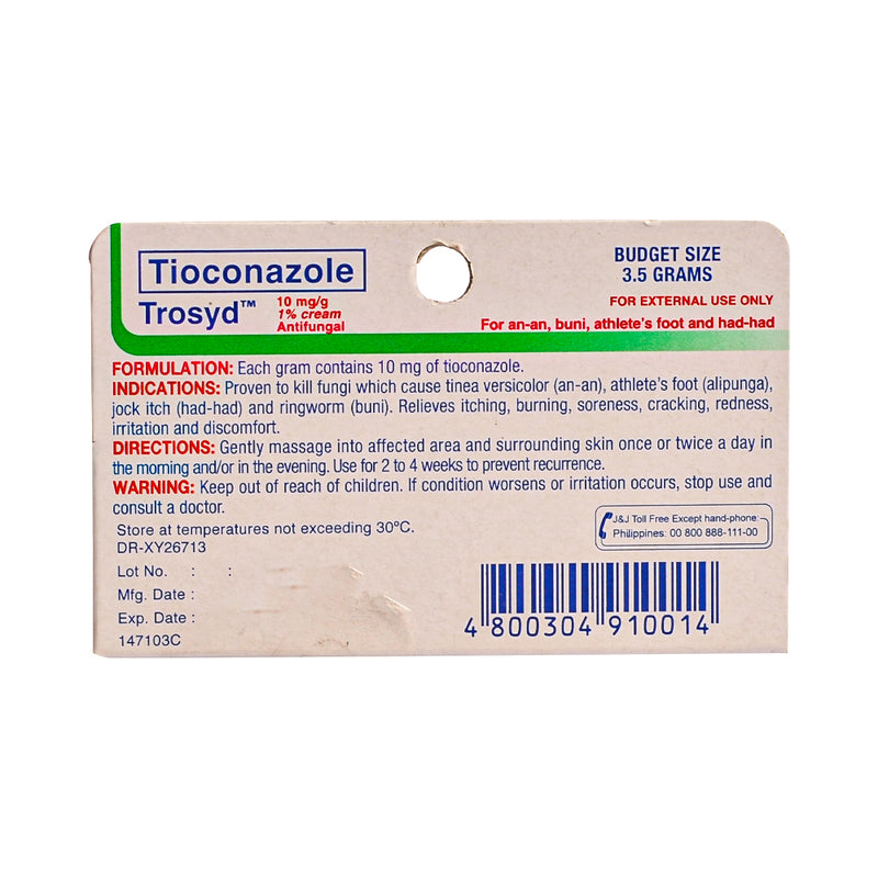 Trosyd Tioconazole 10mg/g 1% Cream 3.5g