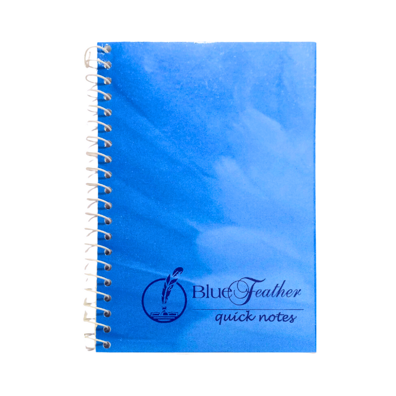 Blue Feather Notebook Spiral Abstract Pocket 50 Leaves