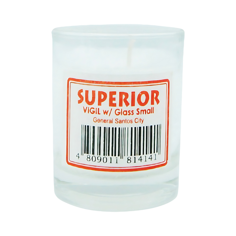 Superior Vigil Candle With Glass White Small