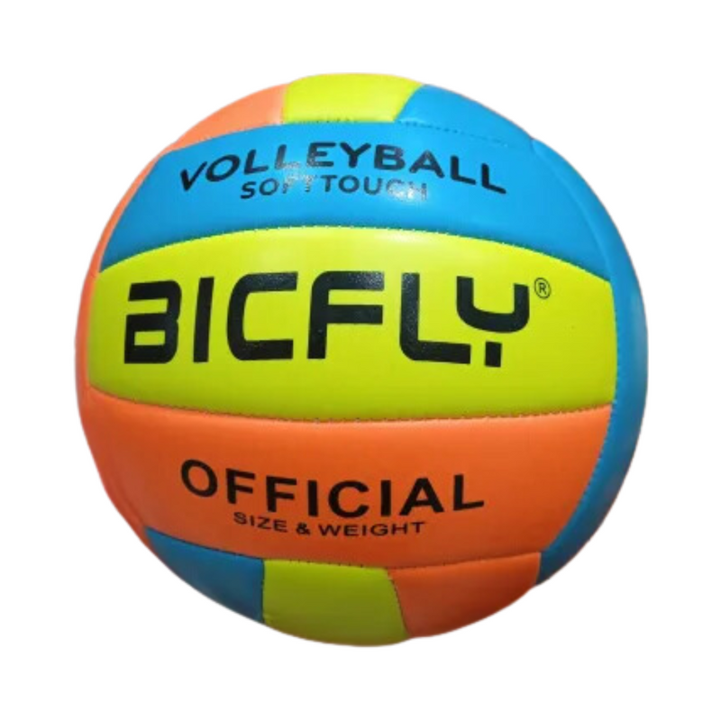 Bicfly Soft Touch Leather Volleyball 5 Neon Orange Yellow And Blue