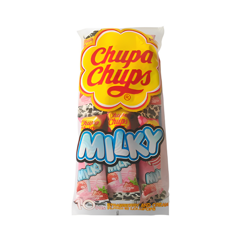 Chupa Chups Milky Lollipops Strawberry 10.5g x 10's