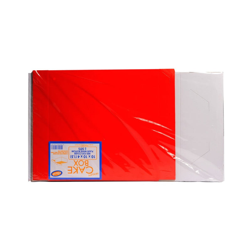 EHB Cake Box Red Top 10 x 10 x 4  5's