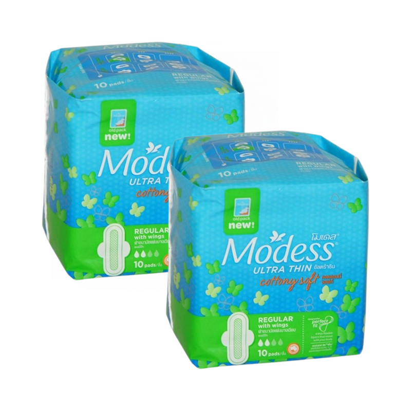 Modess Ultra Thin Cottony Soft Sanitary Napkin With Wings 10 Pads x 2'
