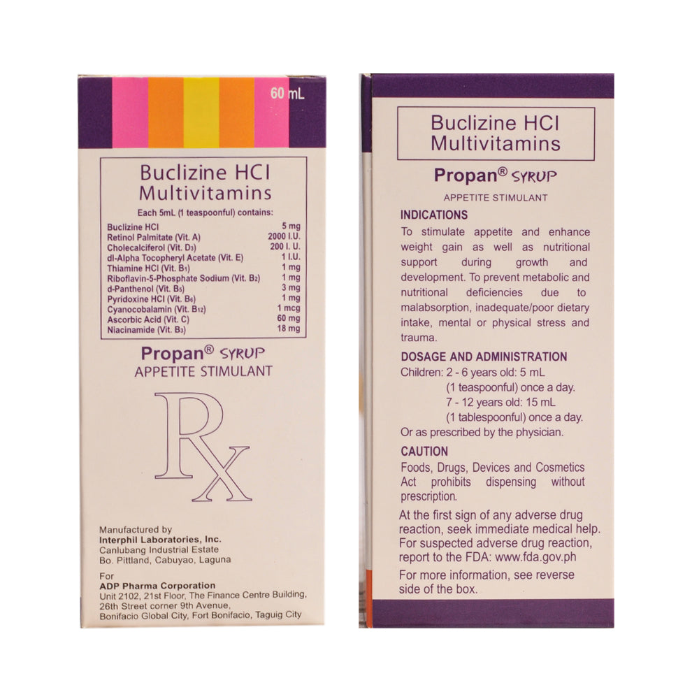 Propan Generic Propan Buclizine HCI Orange Syrup 60ml
