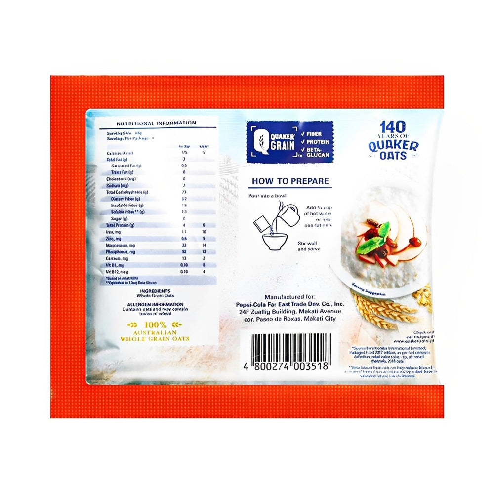 Oatmeal Original Quaker Instant Oatmeal Original 33g