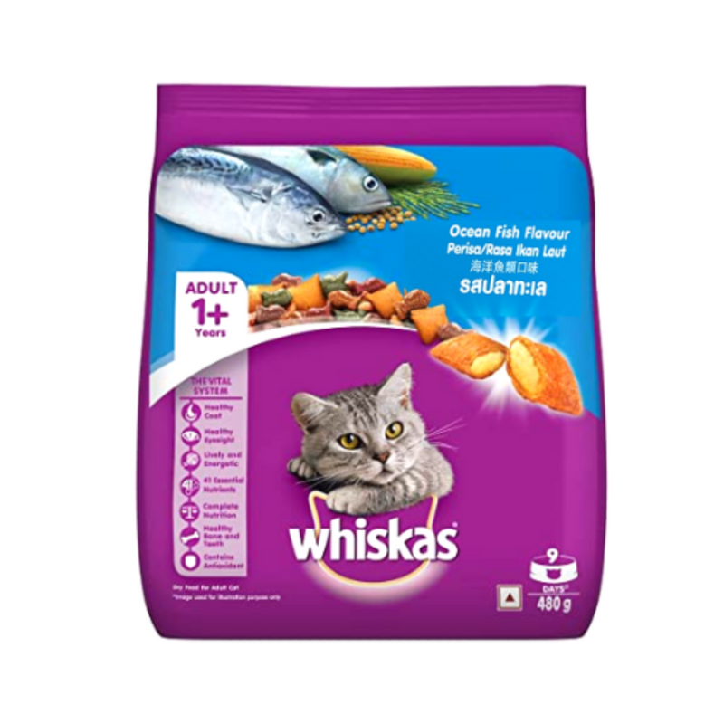 Whiskas Cat Food Adult Ocean Fish 480g
