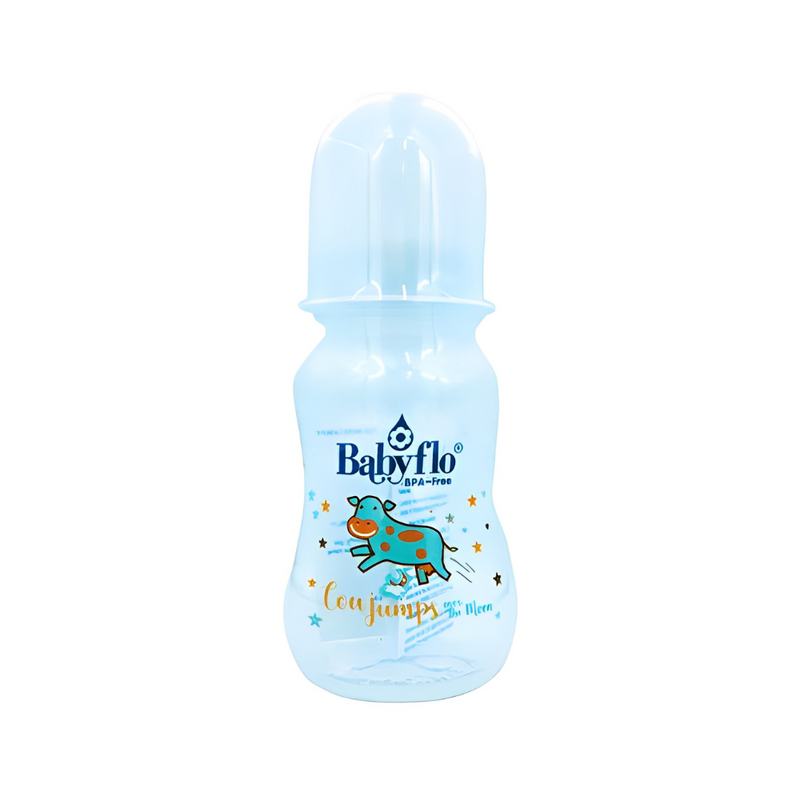 Babyflo Feeding Bottle With Rubber Nipple Nursery Rhyme White 132ml (4oz)
