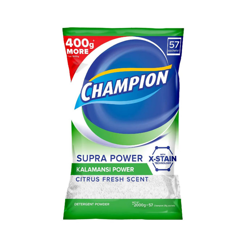 Champion Supra Power Detergent Powder Kalamansi Citrus Fresh Scent 2kg