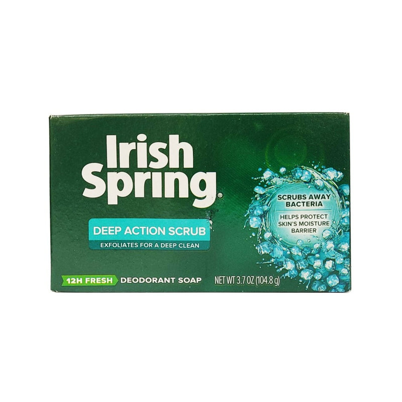Irish Spring Deep Action Scrub Deodorant Bar Soap 104.8g (3.7oz)