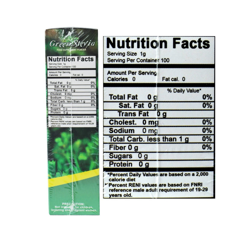 Green Stevia Food Supplement Powder 100 Sachets