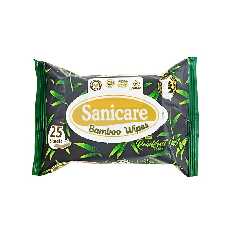 Sanicare Bamboo Wipes Rainforest Mist 25 Sheets