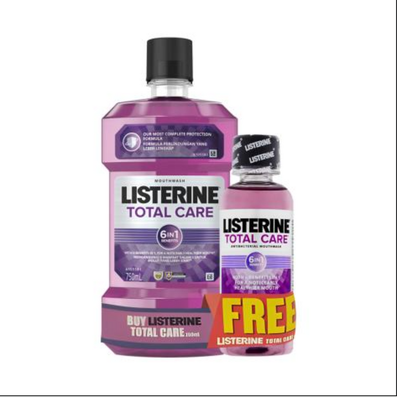 Listerine Mouthwash Total Care 250ml Free Listerine 100ml