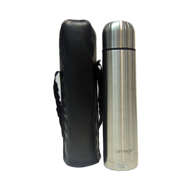 Omega Stainless Steel Vacuum Flask With Leather Jacket 1000ml