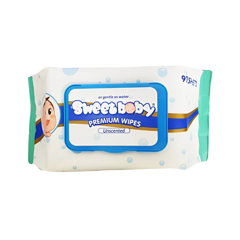 Sweet Baby Premium Wipes Unscented 90's