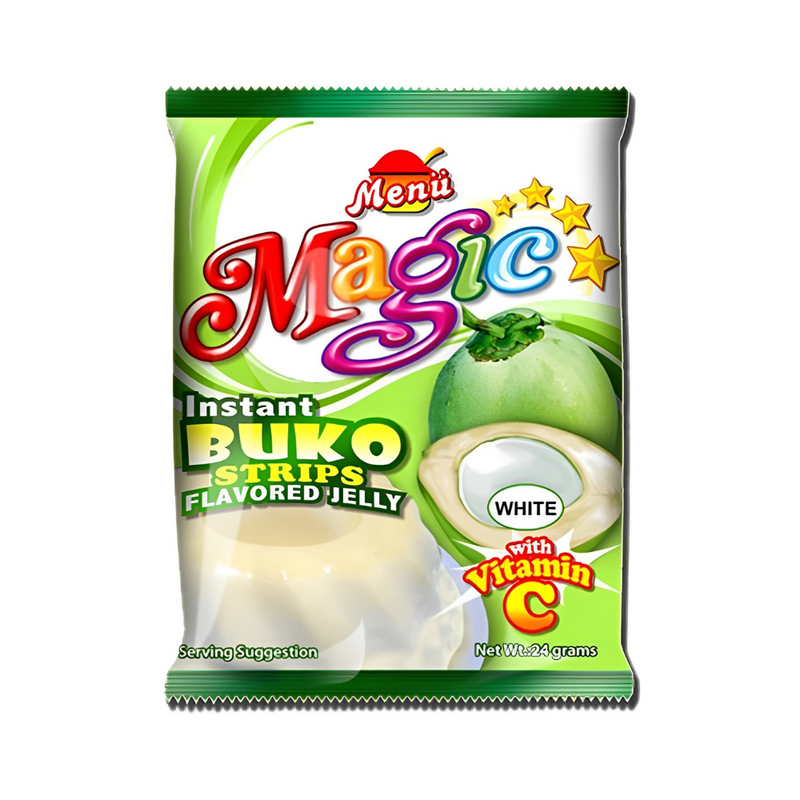 Magic Instant Flavored Jelly Mix Buko Strips White 24g