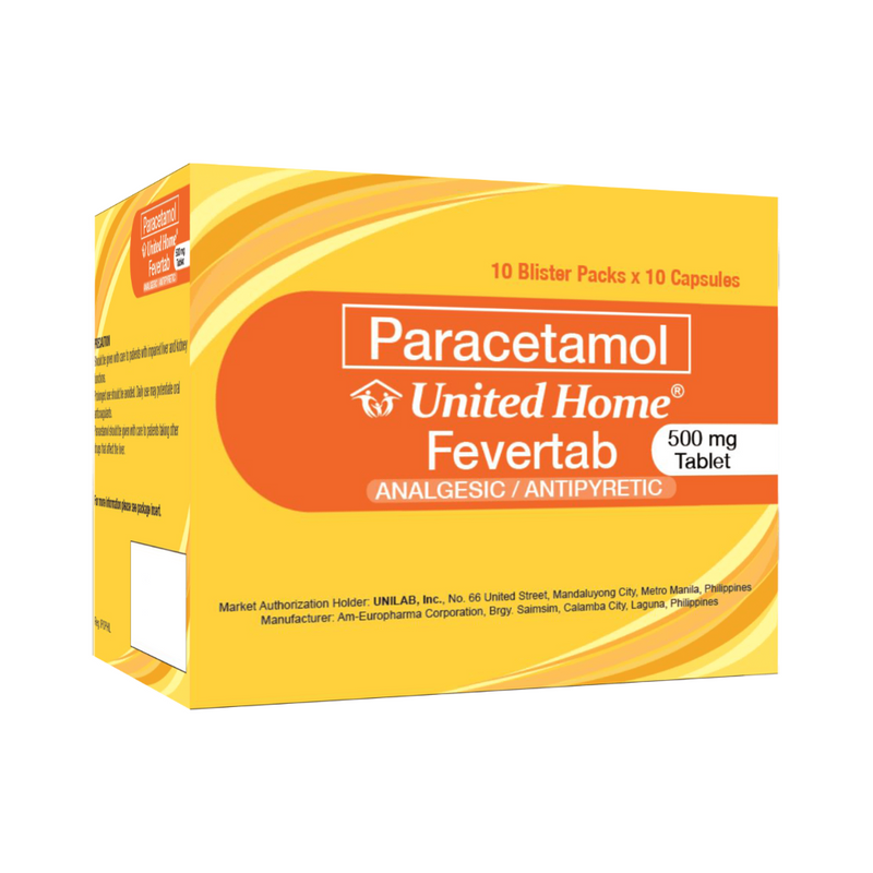 United Home Fevertab Paracetamol 500mg Tablet by 10's