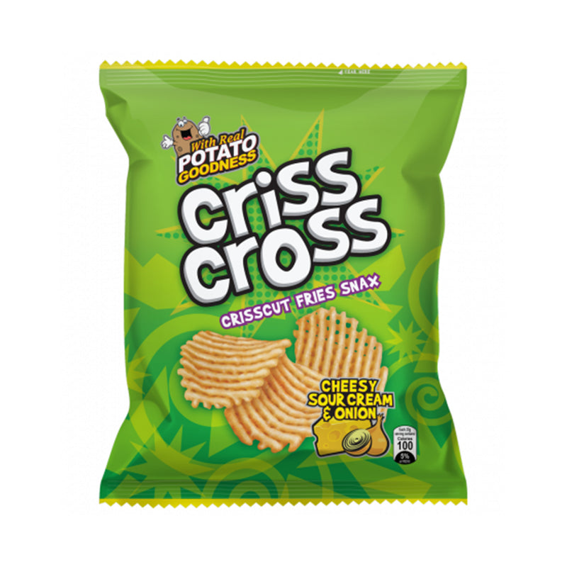 Criss Cross Crisscut Fries Snax Cheesy Sour Cream And Onion 64g
