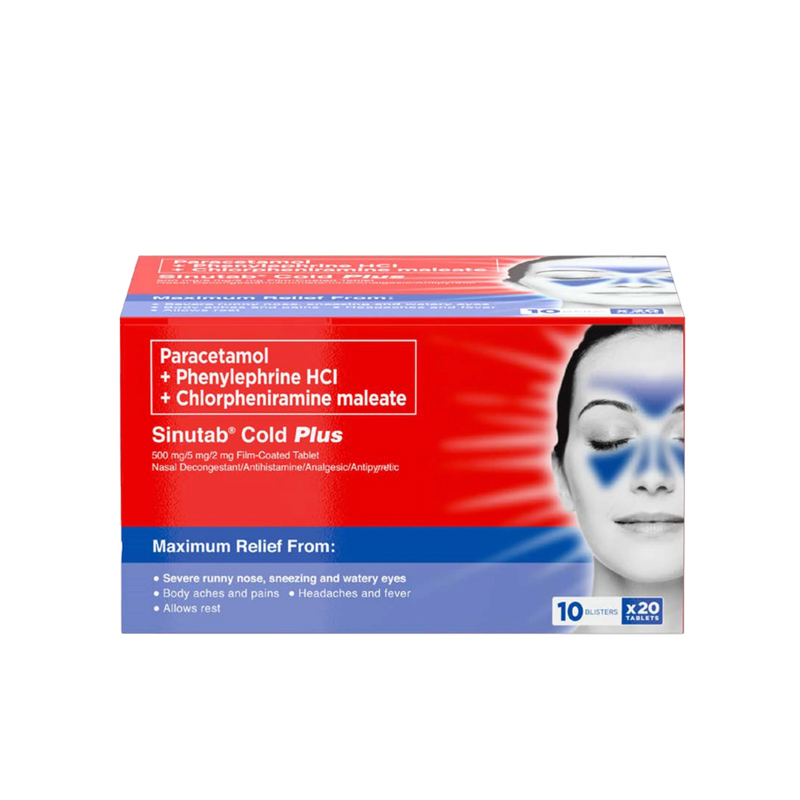 Sinutab Cold Plus Paracetamol 500mg/5mg/2mg Tablet 20's