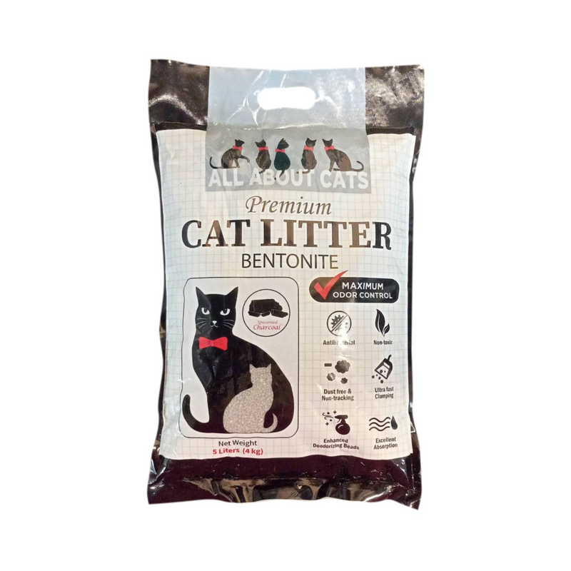All About Cats Premium Cat Litter Bentonite Unscented Charcoal 4kg