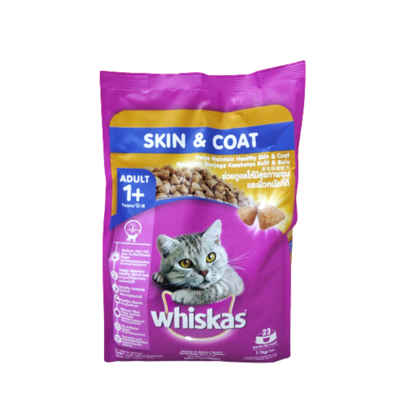 Whiskas Cat Food Adult Skin And Coat 1.1kg