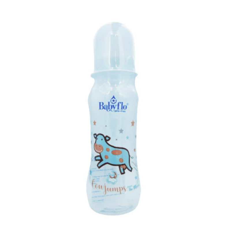 Babyflo Feeding Bottle With Rubber Nipple Nursery Rhyme White 240ml (8oz)
