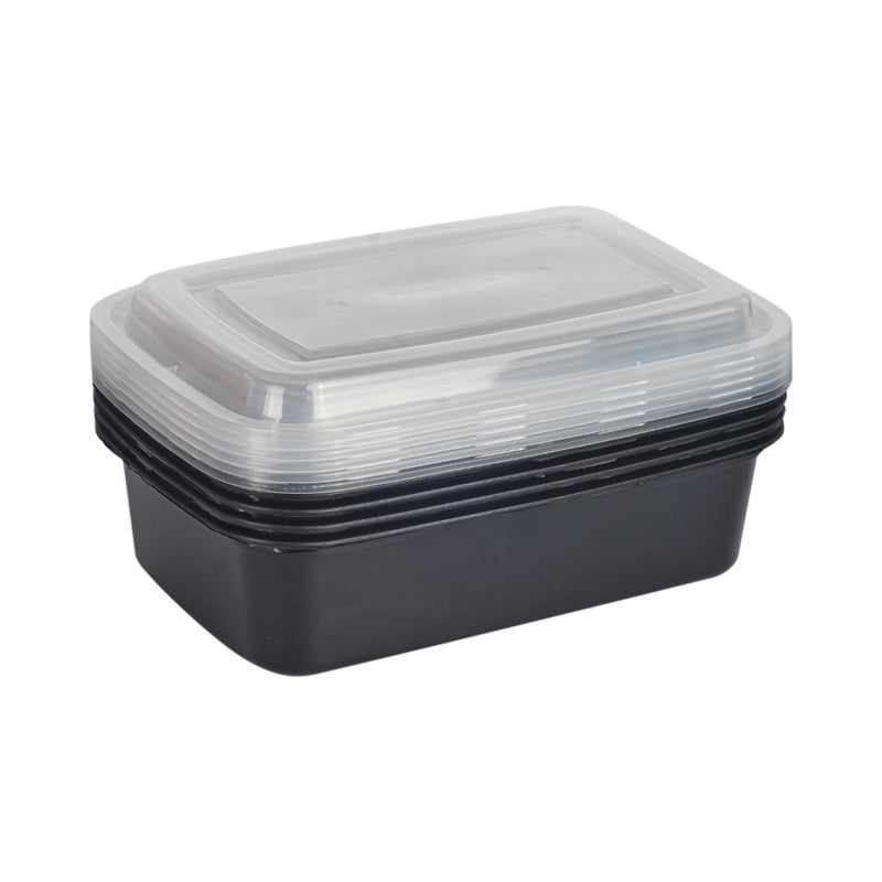 MNM Container Rectangle Black 1500ml x 5's