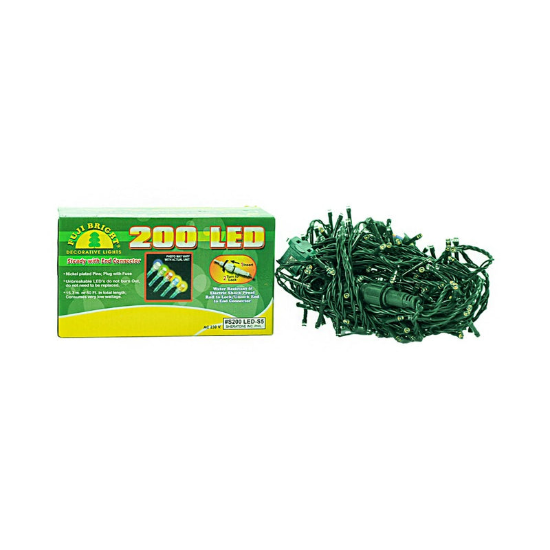 Fuji Bright 200 LED Steady Light Green Wire Warm White