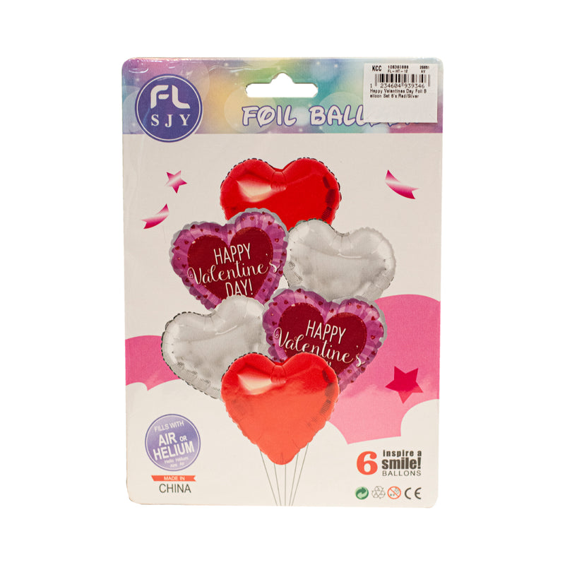 Heart Foil Balloon Set 6's Red and Silver