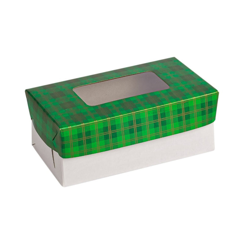 EHB Pastry Box With Window Checkered Green Top 6.25 x 3.75 x 2.5 5's