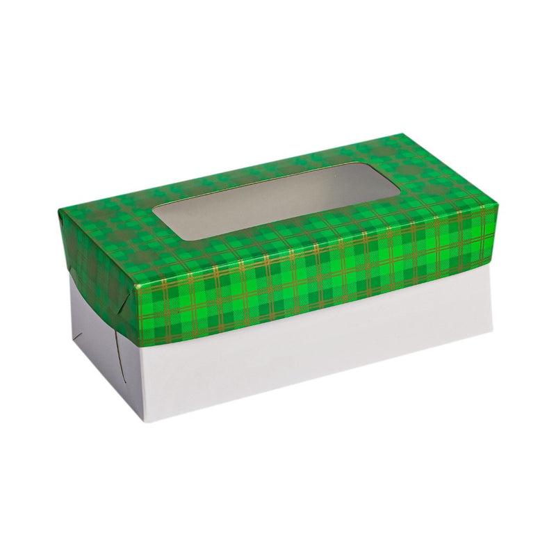 EHB Pastry Box With Window Checkered Green Top 7.25 x 3.5 x 2.75 5's