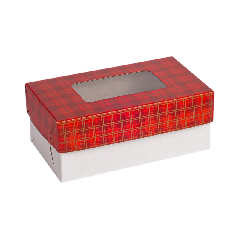 EHB Pastry Box With Window Checkered Red Top 6.25 x 3.75 x 2.5 5's
