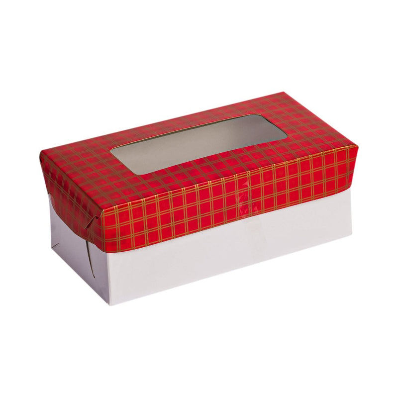 EHB Pastry Box With Window Checkered Red Top 7.25 x 3.5 x 2.75in 5's