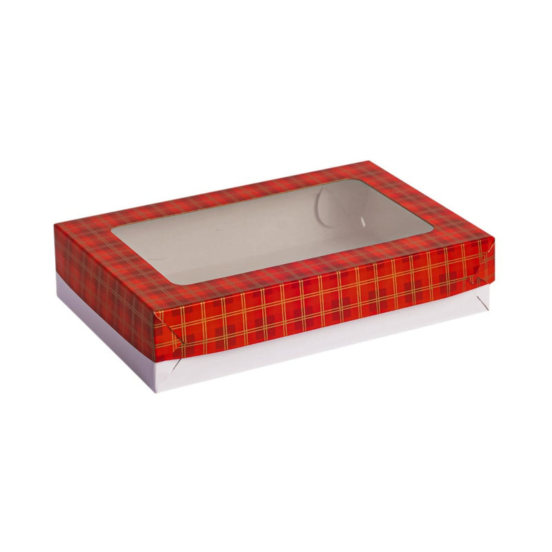 EHB Pastry Box With Window Checkered Red Top 6 x 9 x 2in 5's