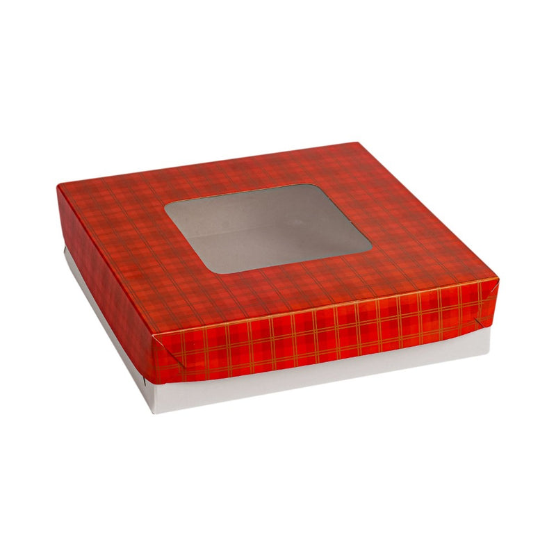 EHB Pastry Box With Window Checkered Red Top 8 x 8 x 2 5's