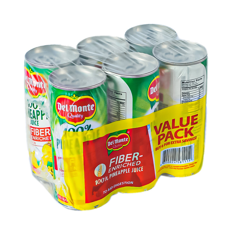 Del Monte 100% Pineapple Juice Fiber-Enriched 220ml x 6's