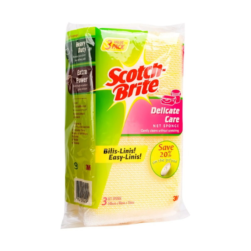 Scotch Brite Delicate Care Net Sponge 3's