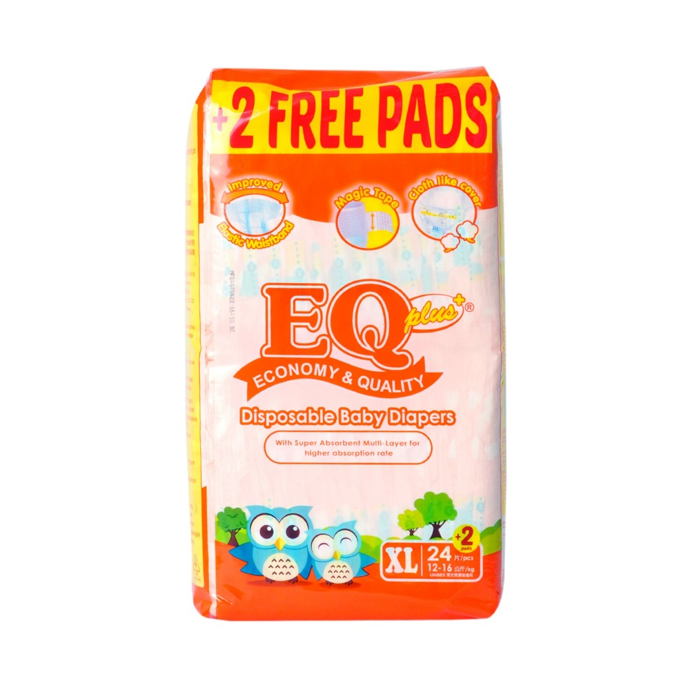Eq Plus EQ Plus Baby Diaper Big Pack XL 24's + 2 Pads