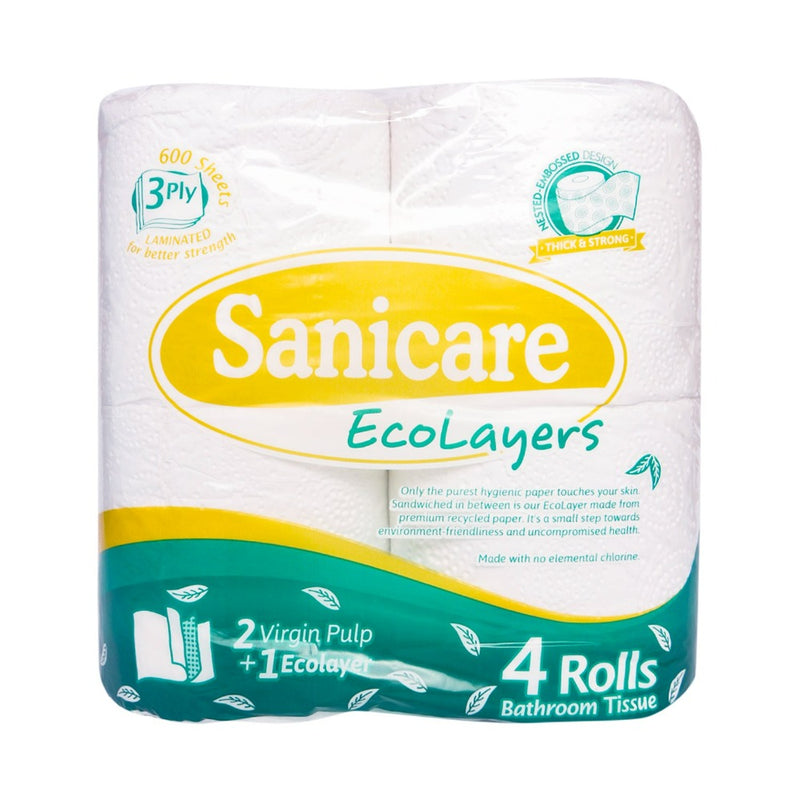 Sanicare Bathroom Tissue 3Ply 600 Sheets 4's