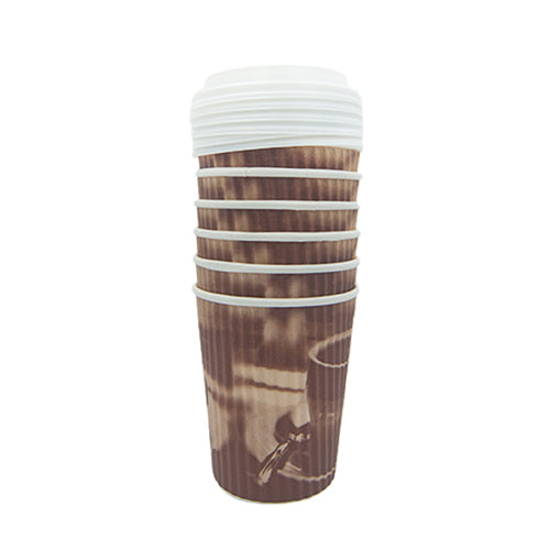 Ripple Wrap Hot Cup 8oz With Lid 6's