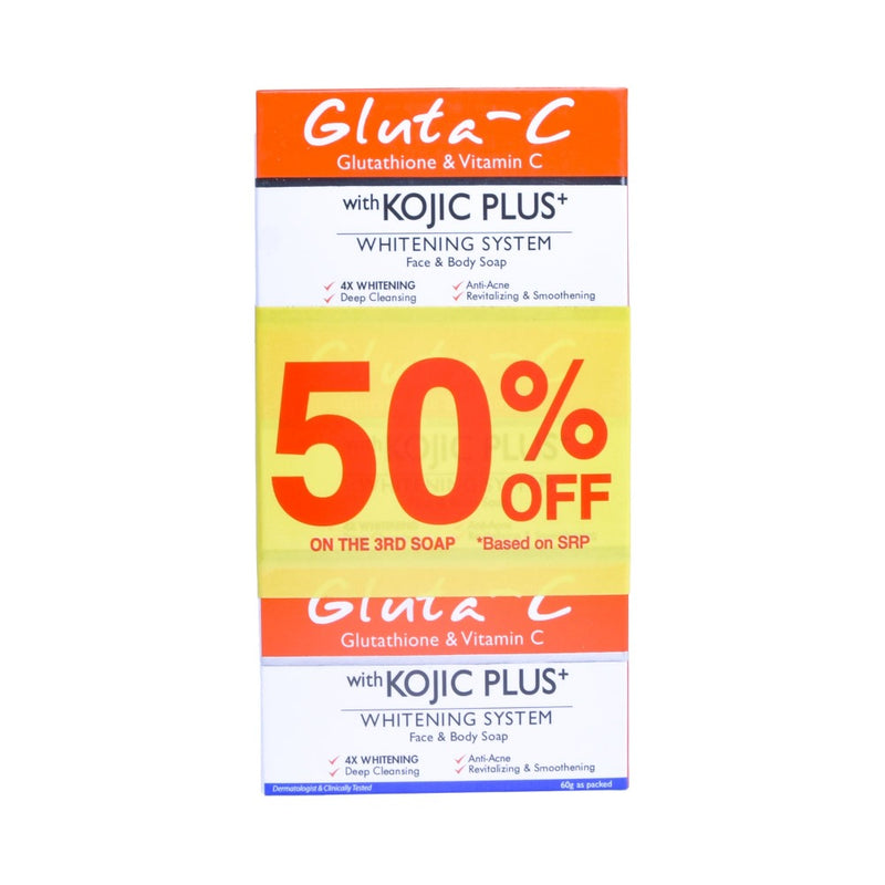 Gluta-C With Kojic Plus+ Face And Body Soap 60g x 3's