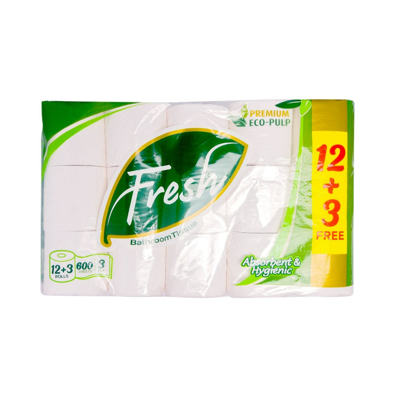 Fresh Eco-Pulp Bathroom Tissue 3 Ply 12's + Get 3 Rolls