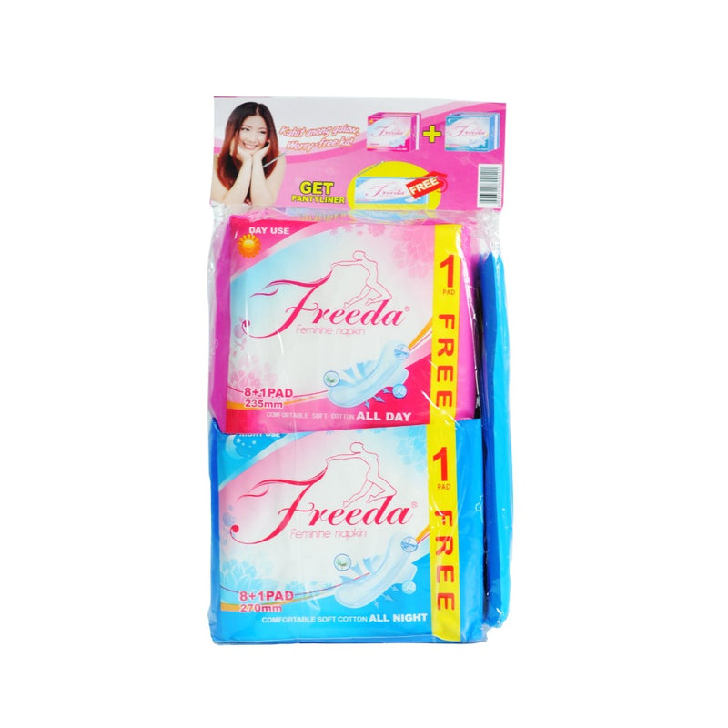 Freeda Soft Cotton Day Use 8's + Night Use 8's + Pantyliners 8's
