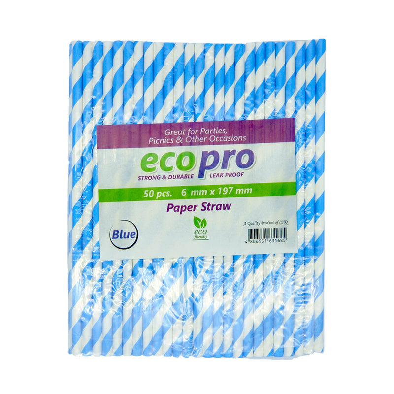 Ecopro Paper Staw Bluestripe 6mm 50's