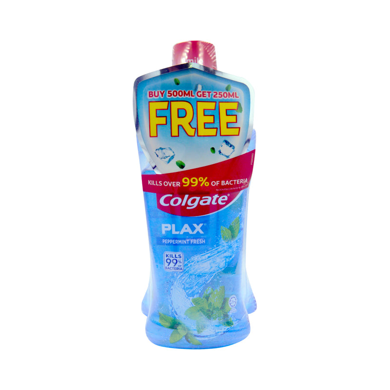 Colgate Plax Mouthwash Peppermint 500ml + Free 250ml