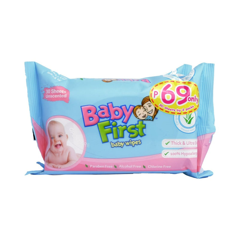 Baby First Baby Wipes Unscented 30's x 2
