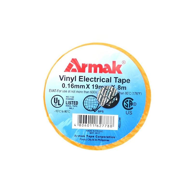 Armak Vinyl Electrical Tape 3/4 x 8m Yellow Medium