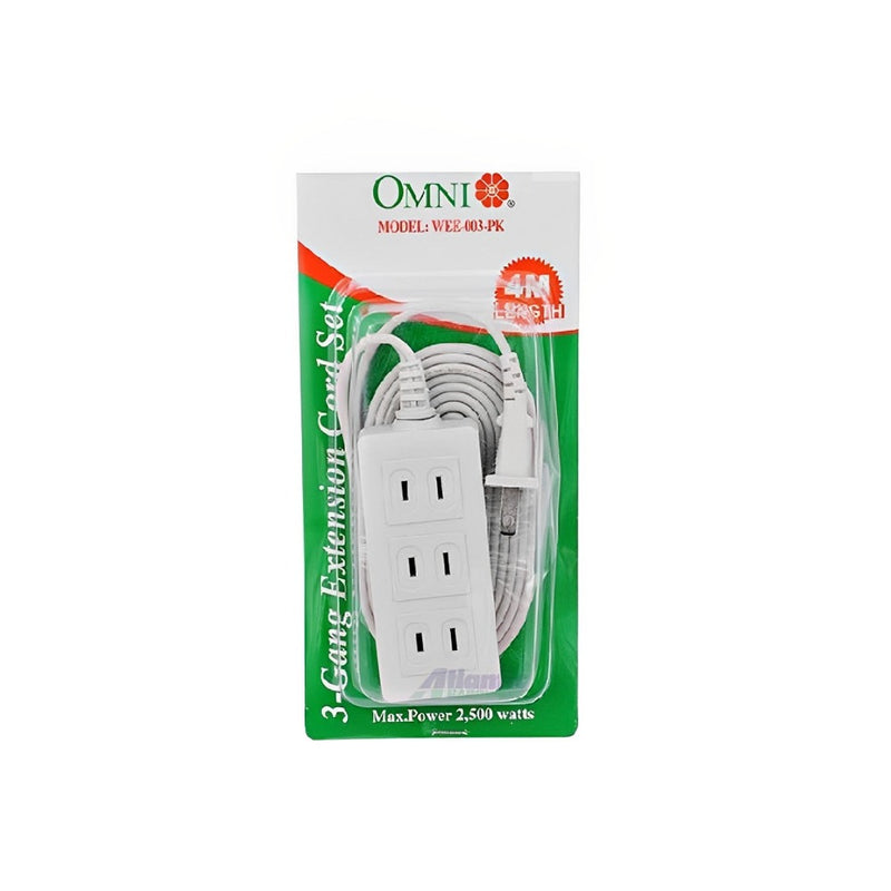 Omni WEE-003-PK Eco Extension Cord 3 Gang with 4Ft Meter